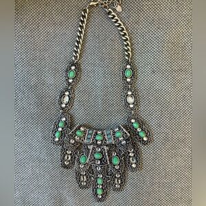 Zara silver and turquoise crystal statement necklace